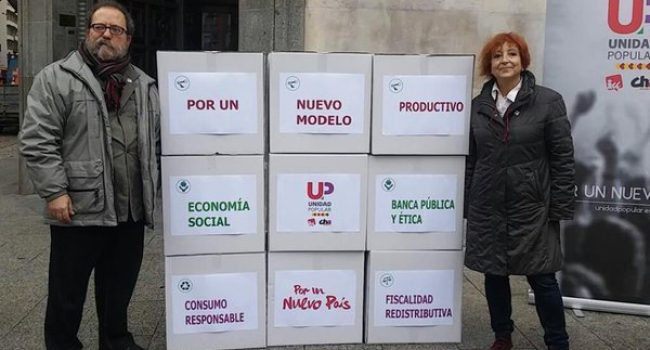 Yuste y Magallón en un acto de campaña. Foto: Unidad Popular Aragón