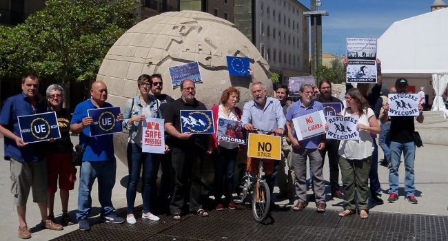 Acto de Unidos Podemos Aragón en Zaragoza con motivo del Día Mundial de las y los Refugiados.