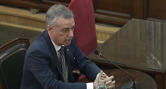 Urkullu durante su declaración en el Supremo como testigo en el juicio contra el procés.