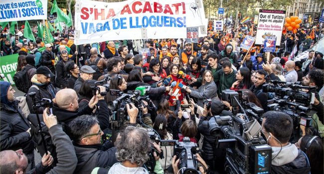 Manifestación en Barcelona el pasado 23 de noviembre | Foto: @SindicatLloguer