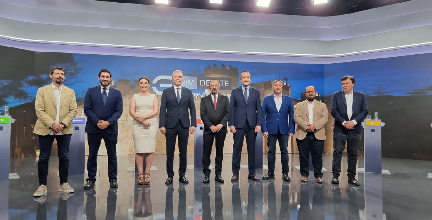 Candidatos y candidata durante el debate electoral "a nueve" | Foto: Aragón TV
