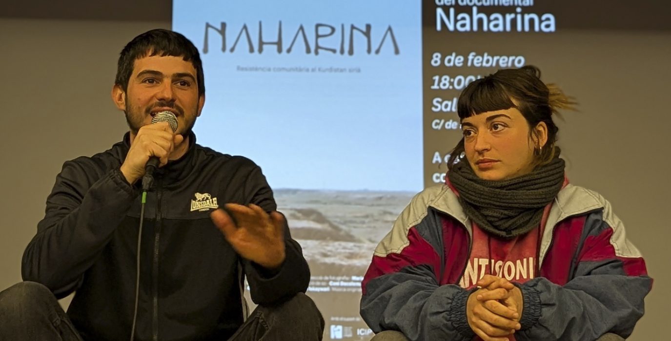 Ferran Domènech y María Recreo en la presentación de 'Naharina' en Zaragoza | Foto: Iker G. Izagirre / AraInfo
