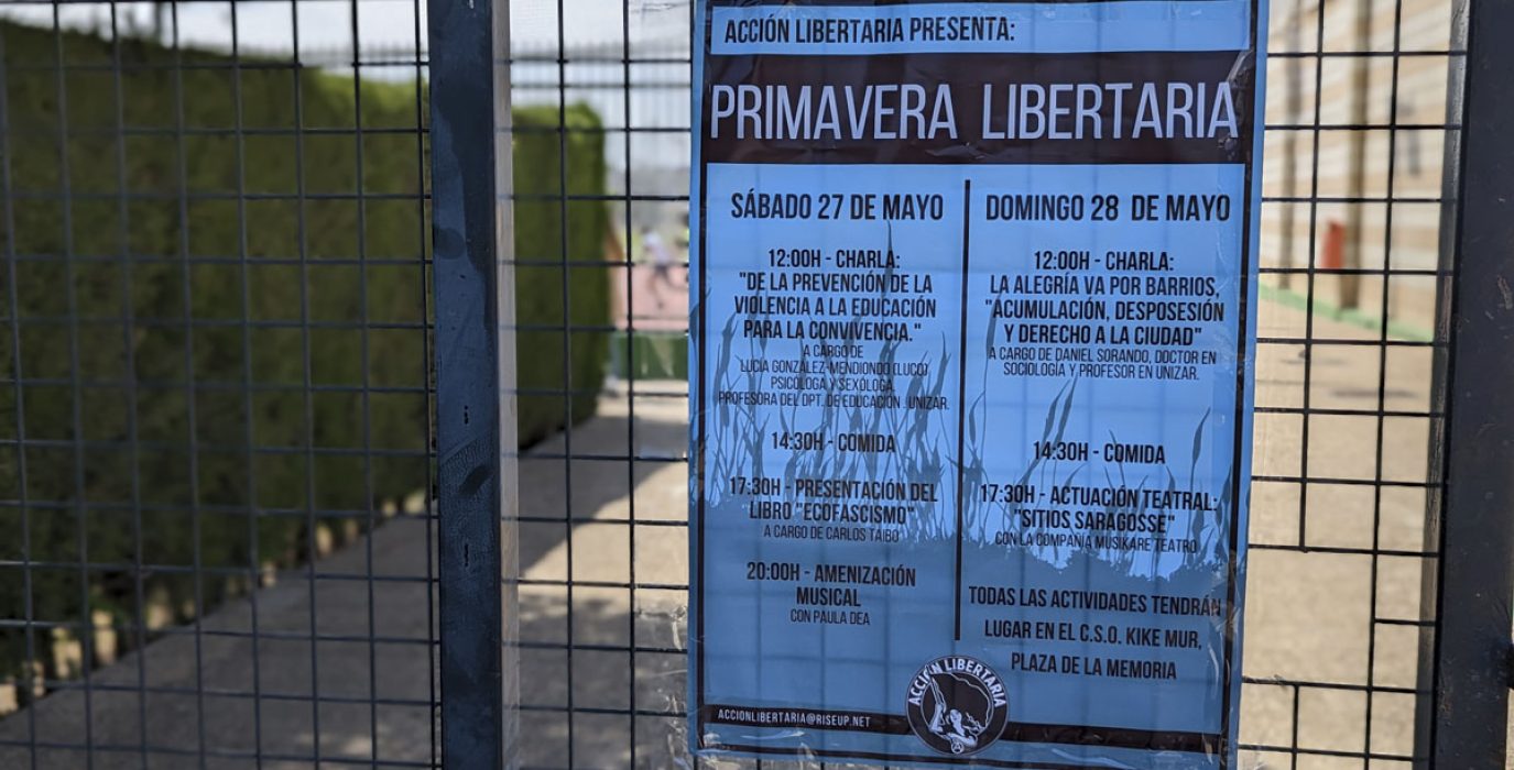 Cartel con los actos de Primavera Libertaria, organizados por Acción Libertaria | Foto: AraInfo