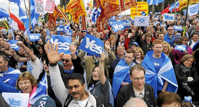 Manifestación en 2014 por el 'sí' a la independencia de Escocia.