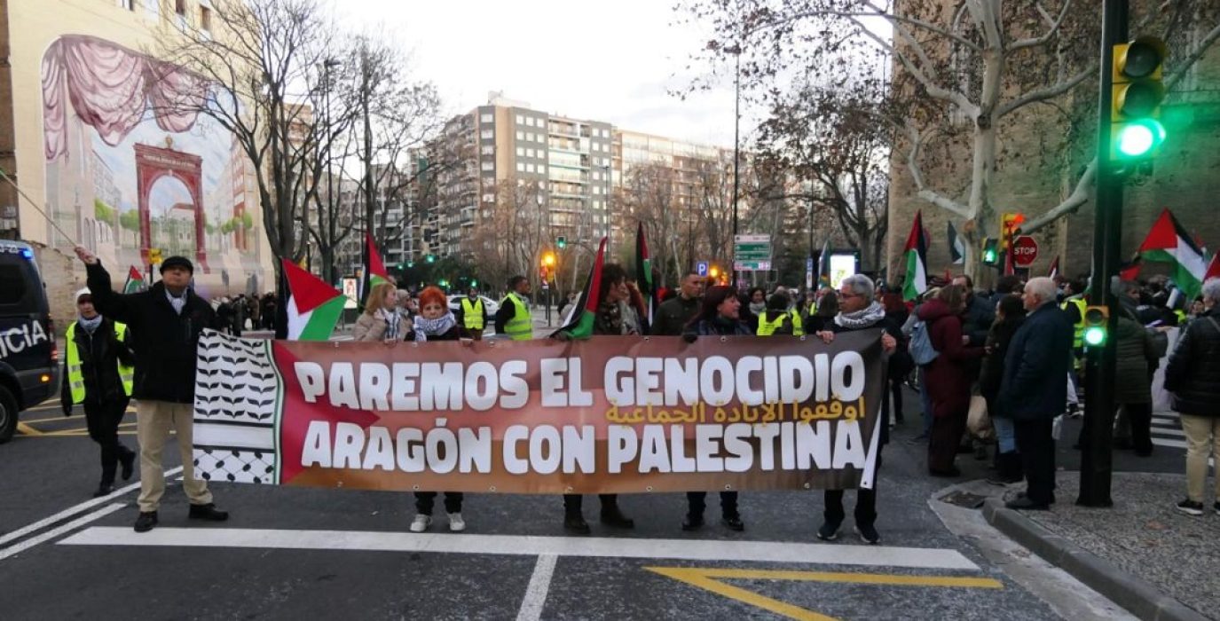(Archivo) Manifestación en Zaragoza en apoyo al Pueblo palestino