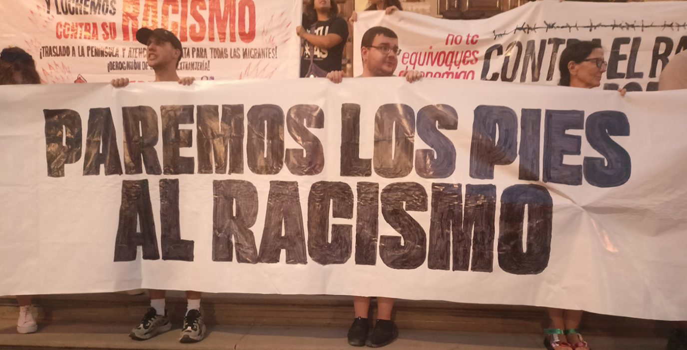Pancarta en la movilización antirracista de Zaragoza | Foto: Coordinadora Antifascista de Zaragoza