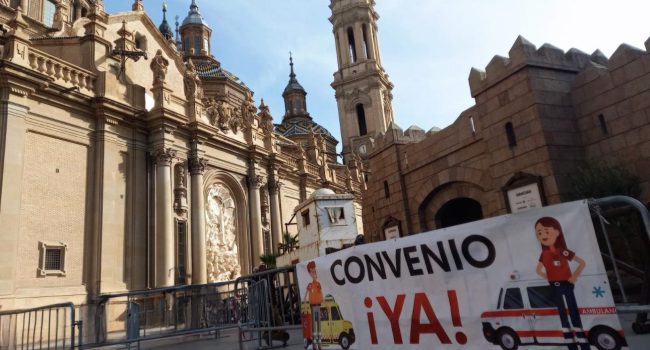 Protesta en el Belén de Zaragoza | Foto: @UNEtesAragon