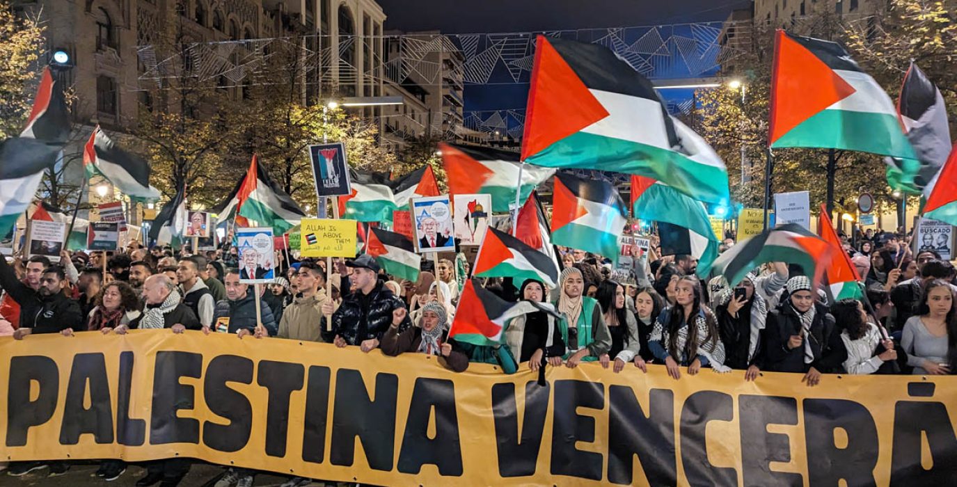 Movilización en Zaragoza en apoyo al pueblo palestino | Foto: Iker G. Izagirre (AraInfo)