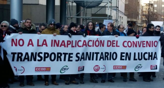 Manifestación contra el convenio de transportes sanitarios