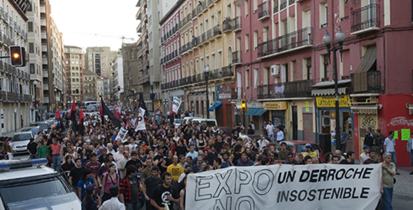 Manifestación contra la Expo de Zaragoza, junio de 2008. Foto: Primo Romero