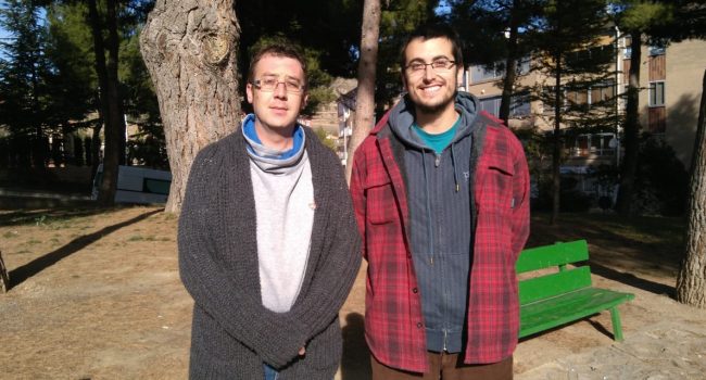El coordinador de IU en Utrillas, Antonio Rodríguez (a la izquierda) y Daniel Palomo de IU Teruel. Foto: IU Aragón