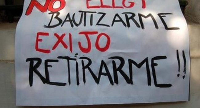 Pancarta en favor de la apostasía.
