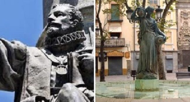 Detalle del monumento al Justicia y Fuente de la Samaritana, obras fundidas en Averly | Zaragoza