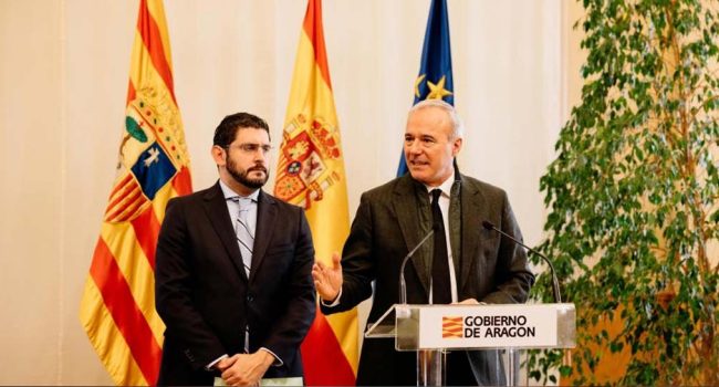Azcón y Nolasco en una comparecencia conjunta en enero de 2024. | Foto: aragonhoy.es