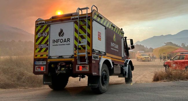 Operativo de INFOAR en el incendio de Las Peñas de Riglos. | Foto: INFOAR