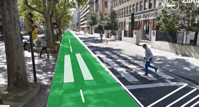 Carril bici del paseo Sagasta de Zaragoza.