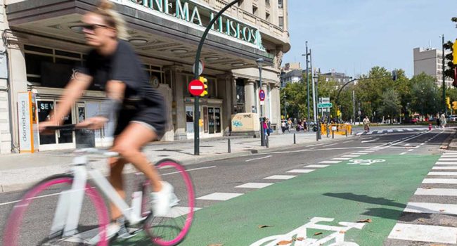 Carril bici en Paseo Sagasta. | Foto: Ayuntamiento de Zaragoza