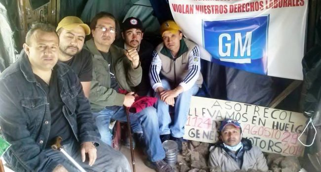 Trabajadores de GM Colombia y miembros de ASOTRECOL. Foto: Indybay.org