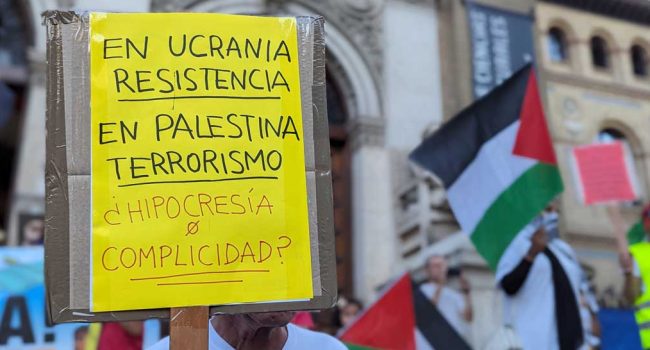 Detalle de la concentración realizada en Zaragoza. Foto: AraInfo
