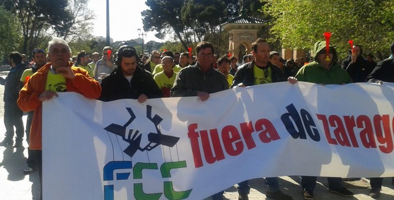Protesta de la plantilla de FCC Parques y Jardines durante la huelga de 2014.