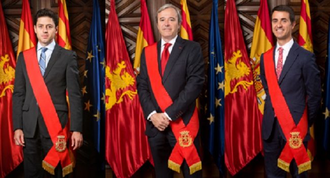 Sebastián Contín, Jorge Azcón y Pedro Navaro, en su época de concejales del Ayuntamiento de Zaragoza.