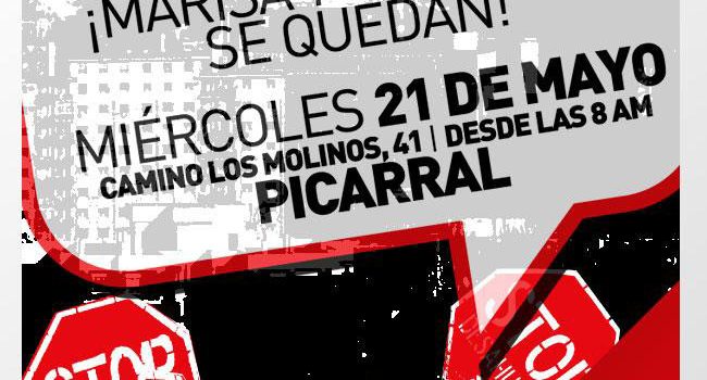 Cartel convocando a "parar el desahucio" de Marisa y su familia.