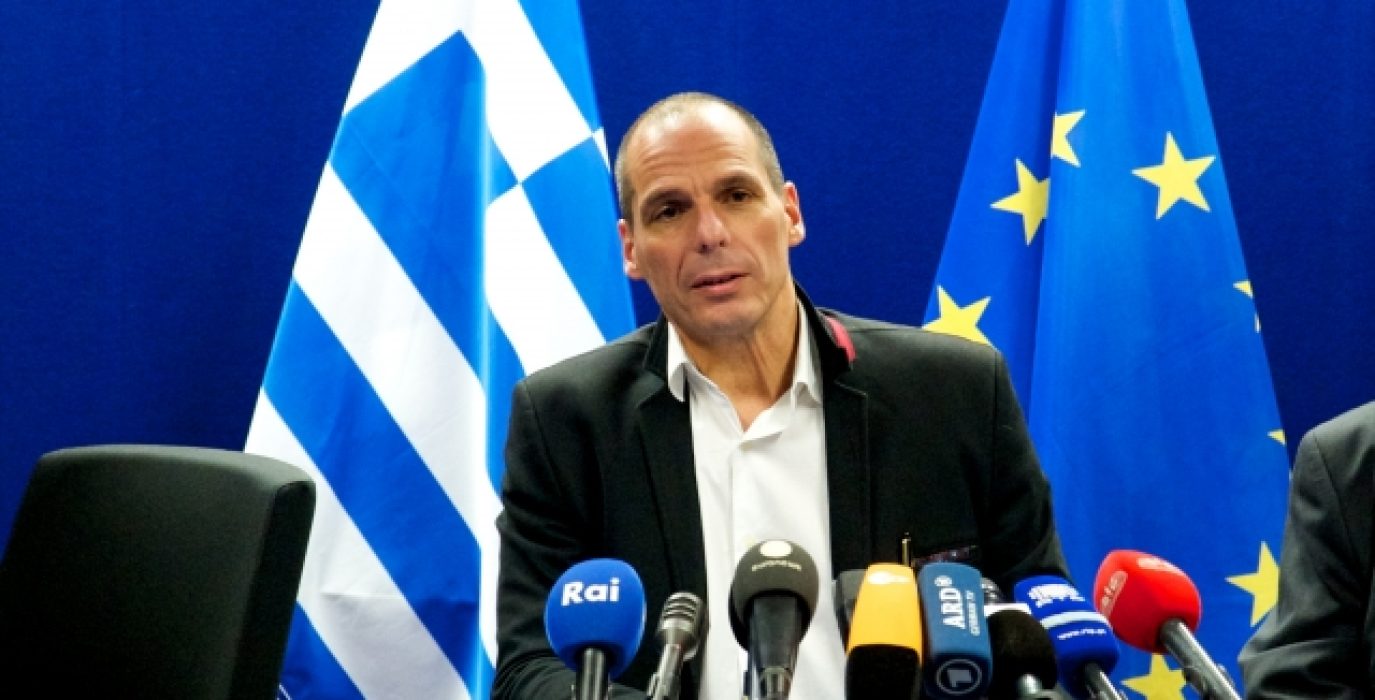 Yanis Varoufakis durante una reunión con el Eurogrupo.