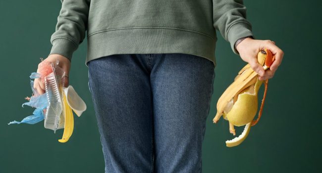 una persona sosteniendo desperdicios