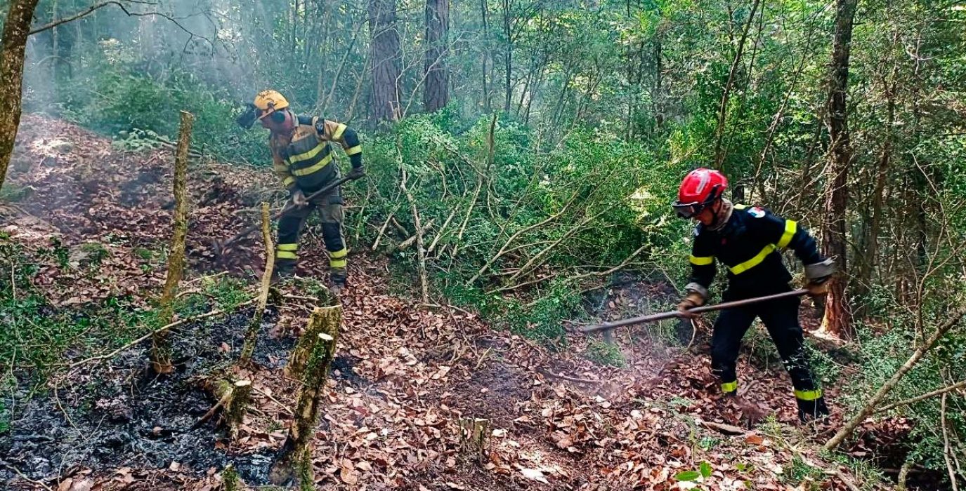 Efectivos trabajando sobre el terreno este miércoles para estabilizar el incendio. | Foto: INFOAR