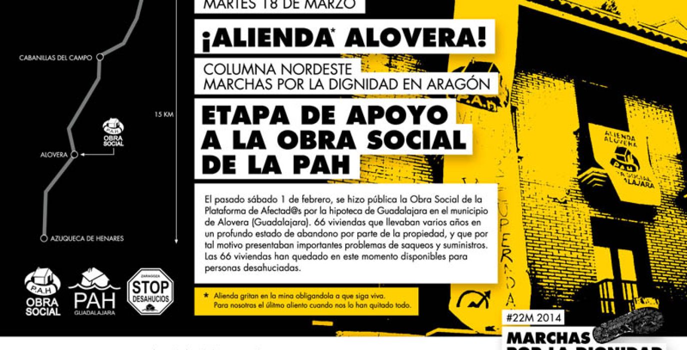 Las y los marchistas visitarán este martes el bloque de viviendas recuperado en Alovera (Guadalajara).