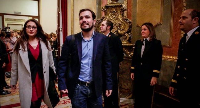 Sol Sánchez y Alberto Garzón en el Congreso de los Diputados. Foto: @UnidadPopular_