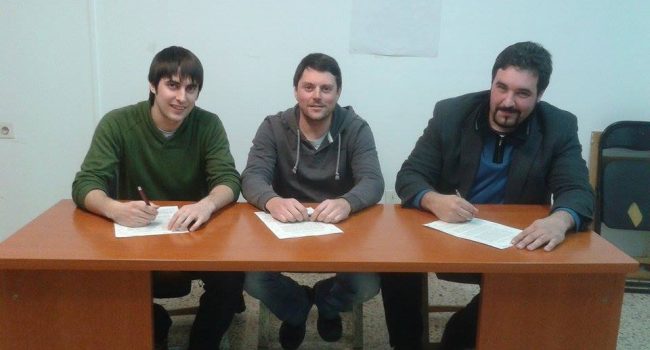 Adrián Trullenque, Daniel Isabal y Carlos Arroyos, portavoces de Ganemos Binéfar.