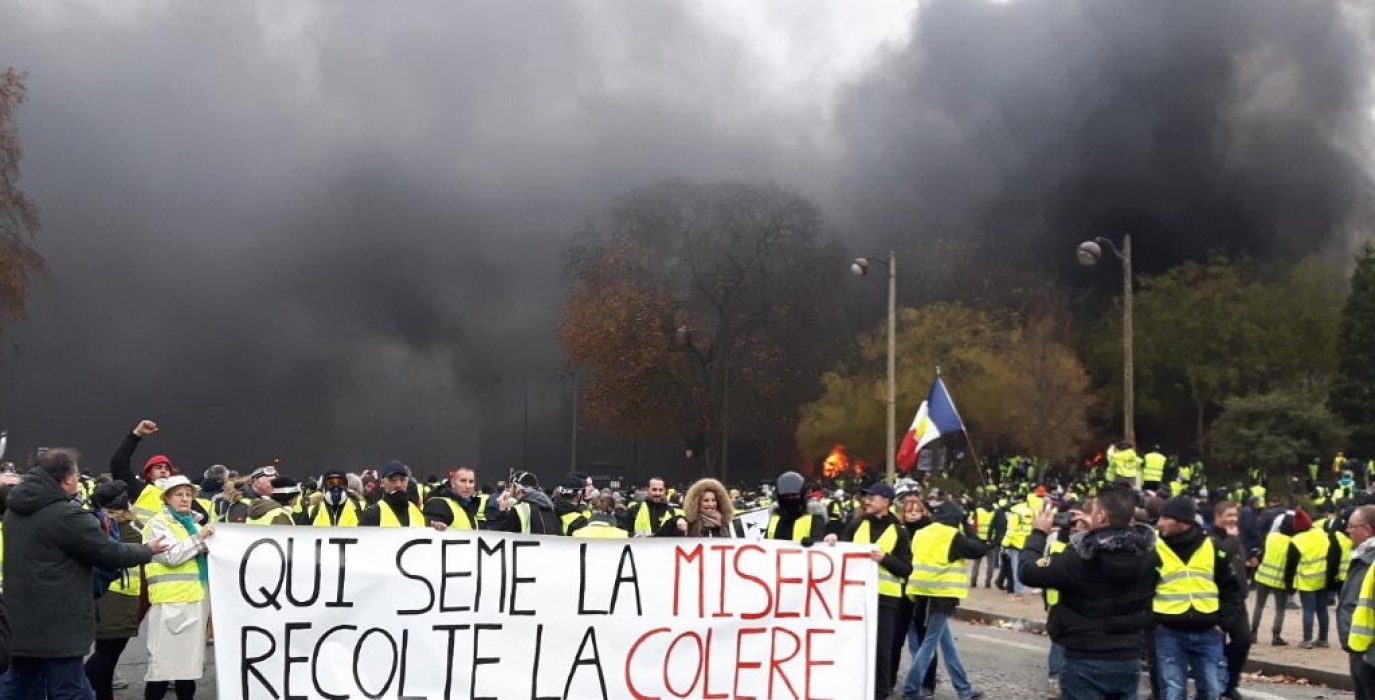 Protesta de los chalecos amarillos en París.