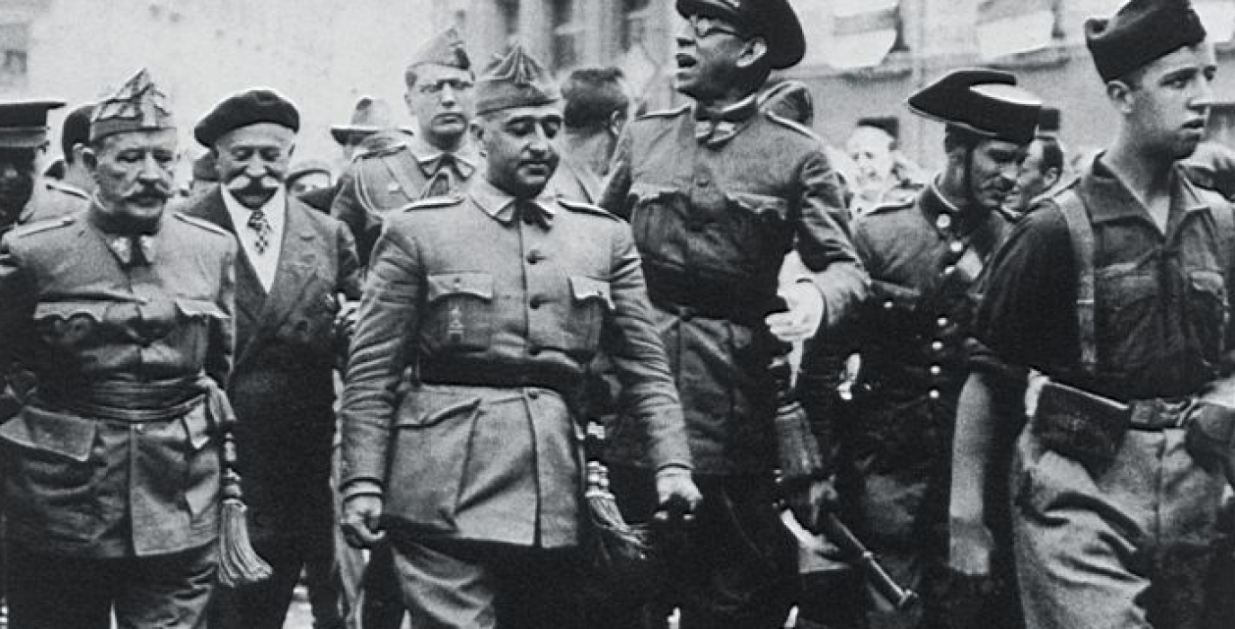Los generales Franco y Mola, artífices del golpe fascista.
