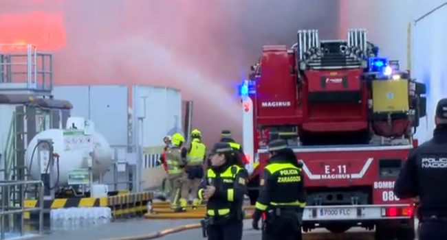 Captura de la emisión de Aragón TV durante la cobertura del siniestro