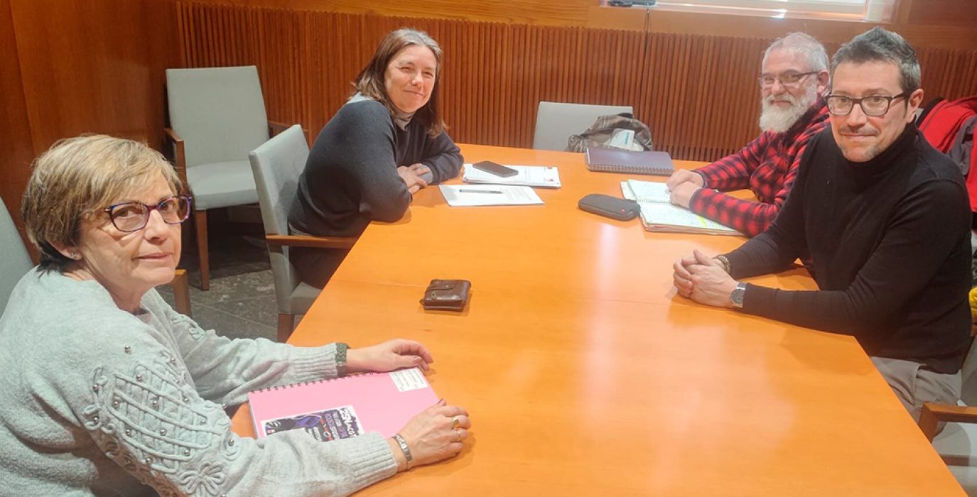 Marga Deyá de IU Aragón en el fondo a la derecha en la reunión sobre la protección de menores