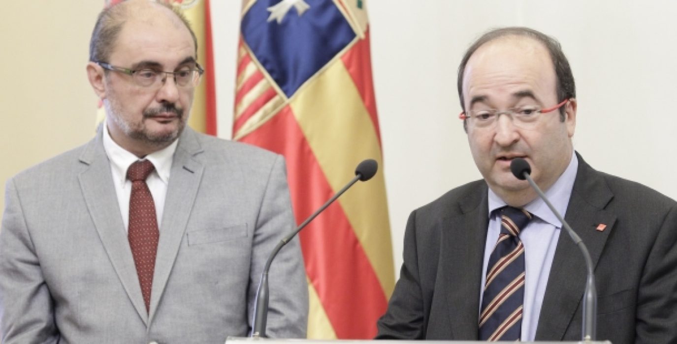 Javier Lambán chunto a Miquel Iceta. Foto: Gubierno d’Aragón