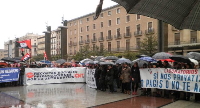 Manifestación unitaria en Zaragoza (17M). Foto: Plataforma contra la privatización de la Sanidad de Aragón