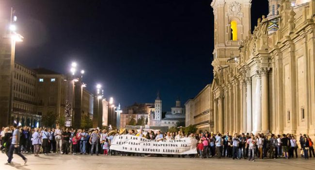 Manifestación de la plantilla de AUZSA el pasado 19 de septiembre. Foto: AraInfo