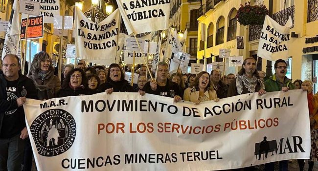 El cortejo del MAR en la manifestación por la sanidad pública realizada en octubre en Zaragoza. | Foto: MAR