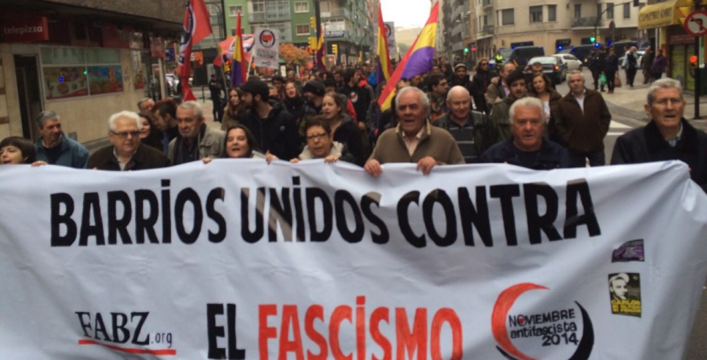 Manifestación en Zaragoza contra el fascismo y el Hogar Social de Las Fuentes. Foto: @arainfonoticias