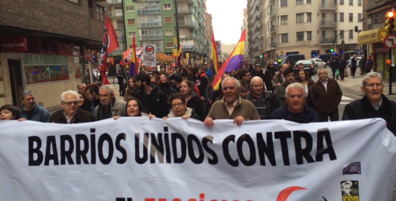Manifestación en 2014 en Zaragoza contra el fascismo y el racismo. Foto: @arainfonoticias