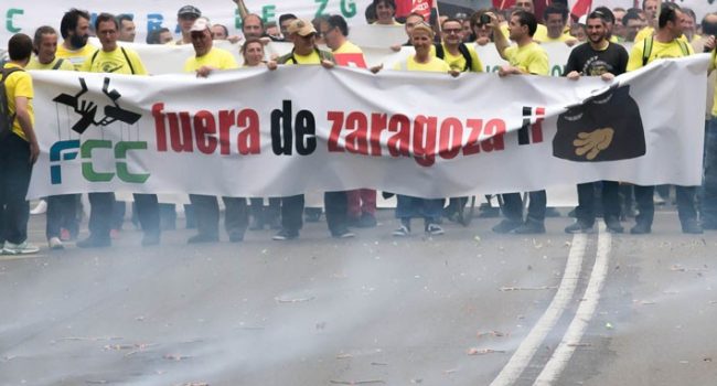 Imagen de archivo de una protesta de las y los jardineros de Zaragoza. Foto: AraInfo