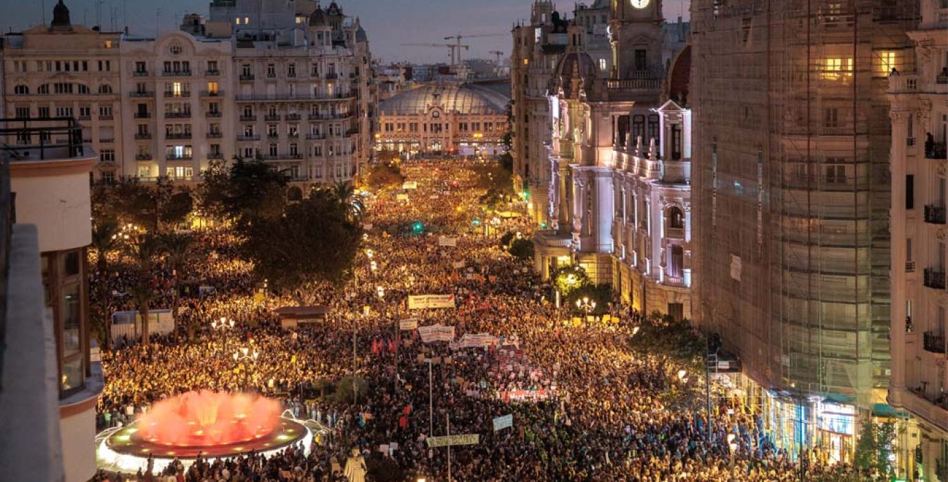 Imagen ofrecida por RTVE de la marcha de este sábdo