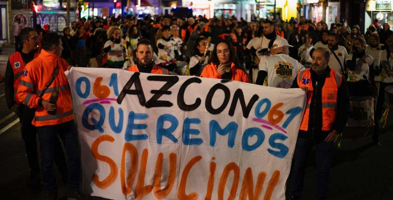 Manifestación en Zaragoza del Transporte Sanitario Urgente el pasado mes de diciembre | Foto: Rosana Villuendas / Spectrum