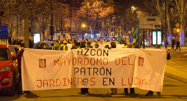 Cabecera de la manifestación de este jueves en Zaragoza. Foto: Pablo Ibáñez (AraInfo)