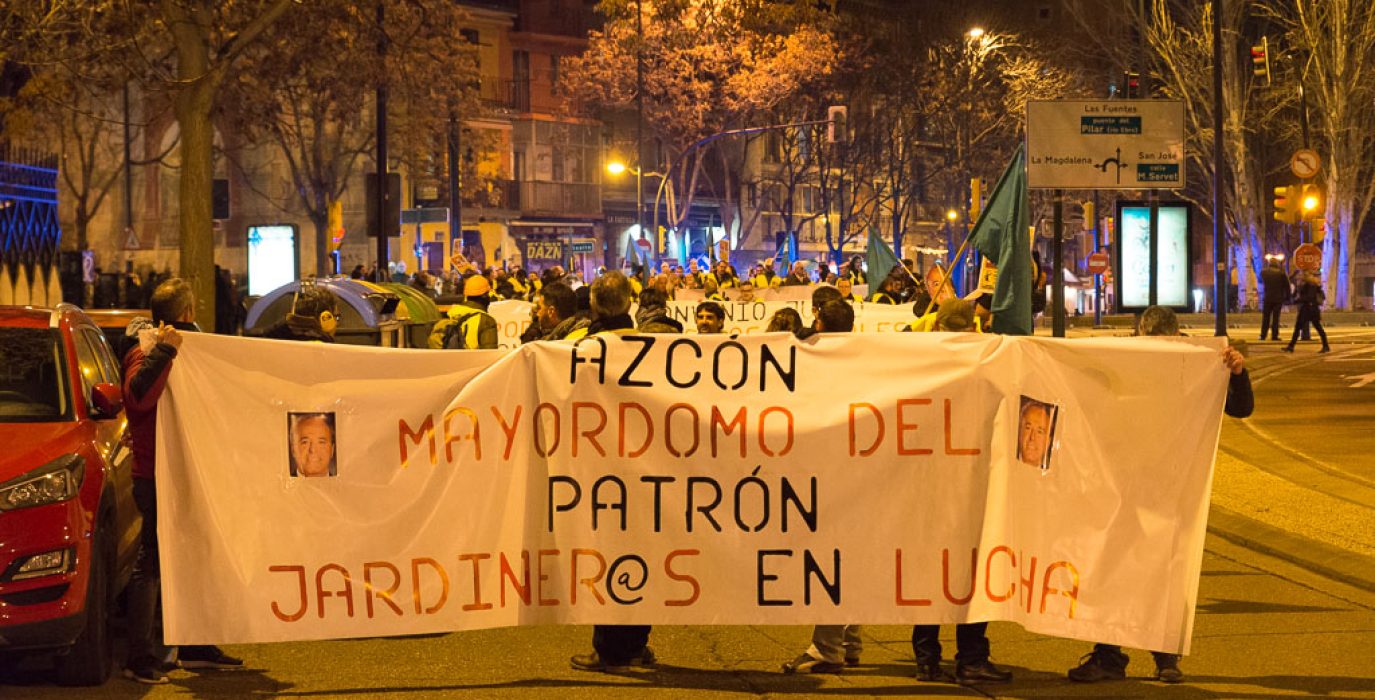 Cabecera de la manifestación de este jueves en Zaragoza. Foto: Pablo Ibáñez (AraInfo)