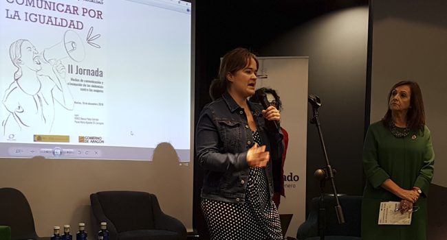 Goikoetxea en la II Jornada 'Medios de comunicación y eliminación de las violencias contra las mujeres'. Foto: DGA