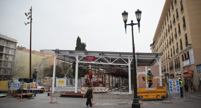 Obras en el Mercado Central de Zaragoza. Foto: Pablo Ibáñez (AraInfo)