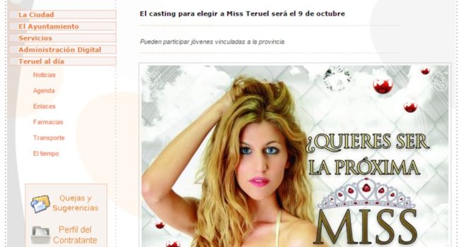 Captura de pantalla de la web del Ayuntamiento de Teruel.